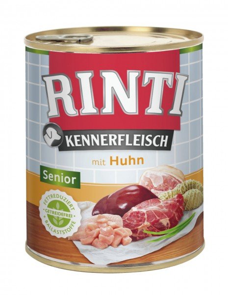 Sparpaket RINTI Kennerfleisch Senior Huhn 24x800g Dose Hundenassfutter